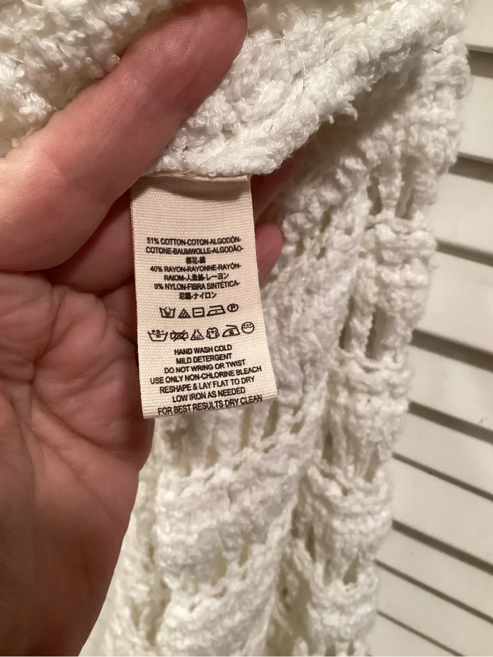 FREE PEOPLE Caught Up Bell Sleeve Crochet Knit Sweater White Med.